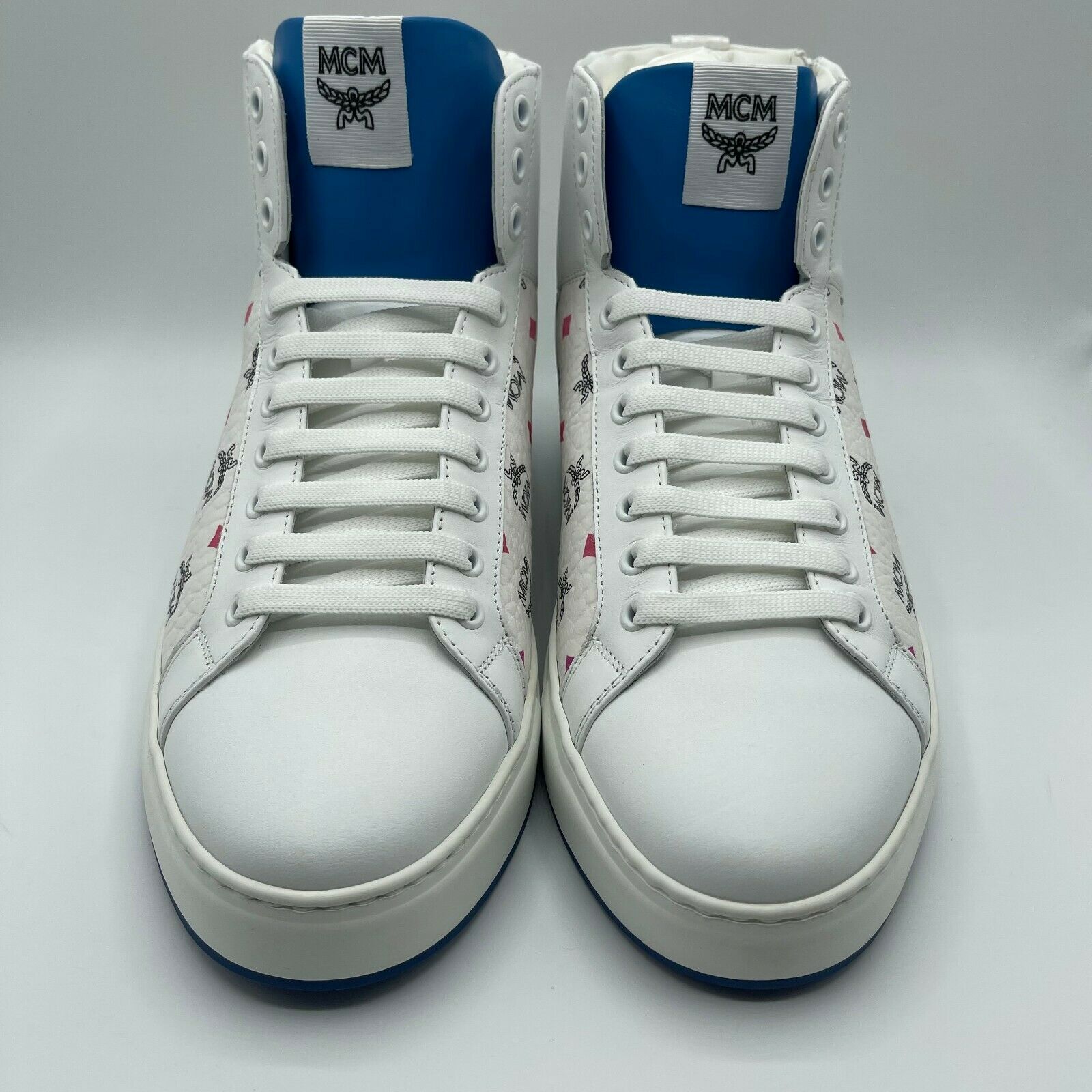 MCM Men's White Leather Rainbow Spectrum Hi Top Sneaker