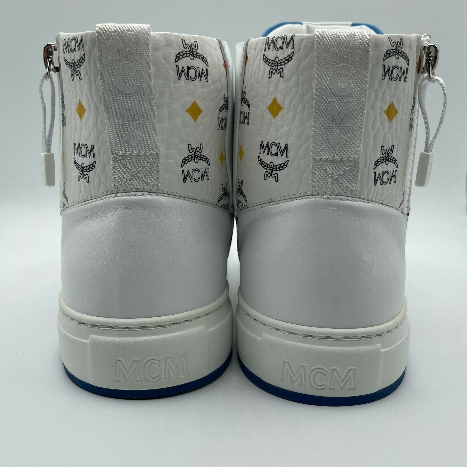 MCM Men's White Leather Rainbow Spectrum Hi Top Sneaker
