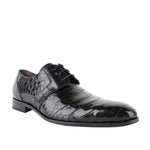 Mezlan Men's Derby Lace Up Black Crocodile Dress Shoes