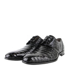 Mezlan Men's Derby Lace Up Black Crocodile Dress Shoes 13863