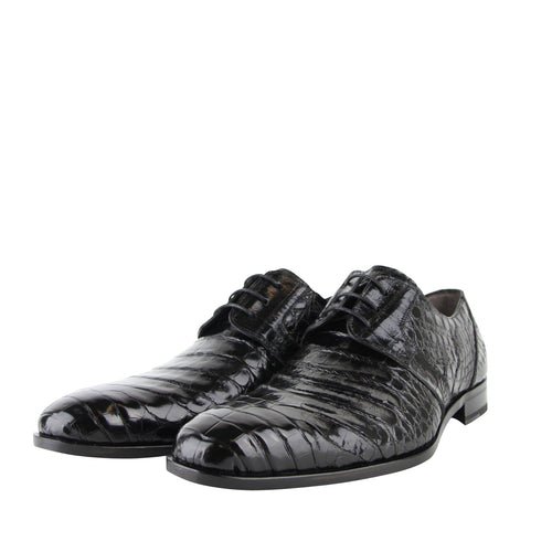 Mezlan Men's Derby Lace Up Black Crocodile Dress Shoes