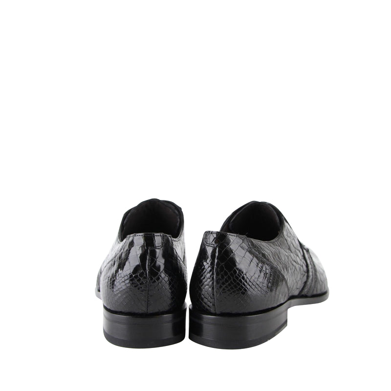 Mezlan Men's Derby Lace Up Black Crocodile Dress Shoes 13863