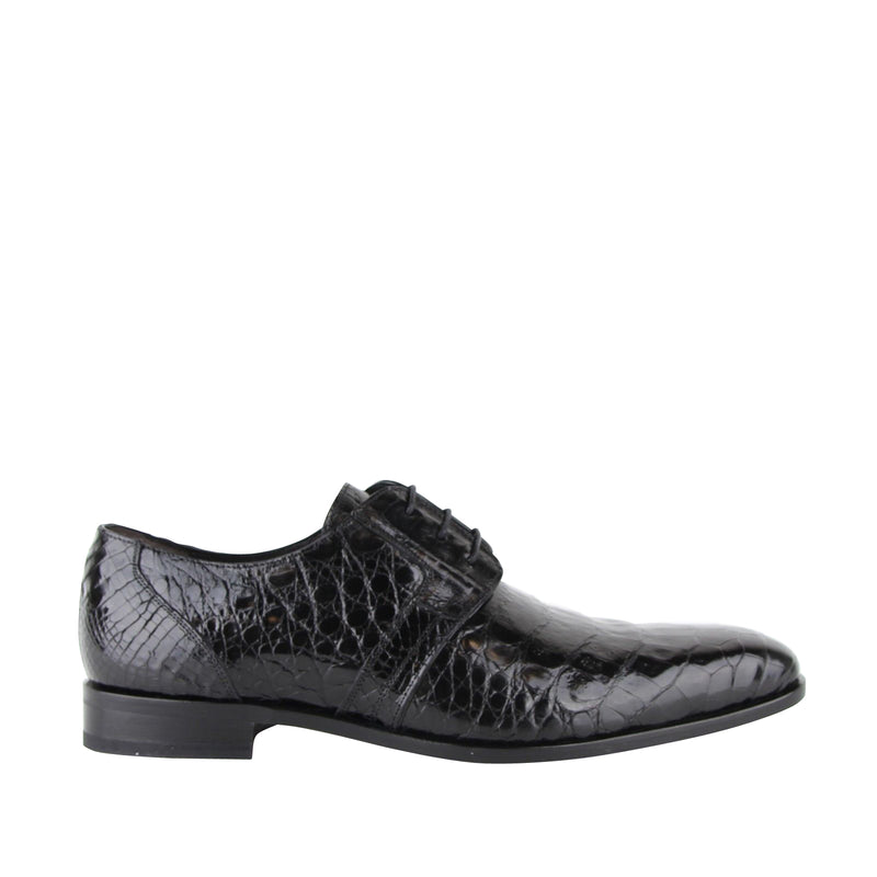 Mezlan Men's Derby Lace Up Black Crocodile Dress Shoes 13863
