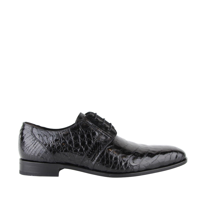 Mezlan Men's Derby Lace Up Black Crocodile Dress Shoes