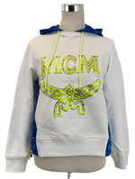 MCM Women's White Cotton Sweatshirt with Nylon Back and Hood (IT 42)