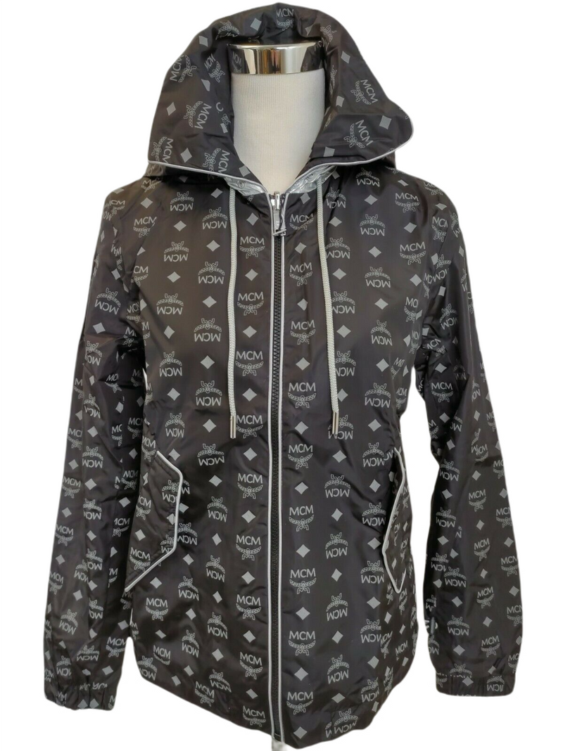 MCM Women's Black Reflective Monogram Windbreaker Jacket S MFJ9ARA02BK