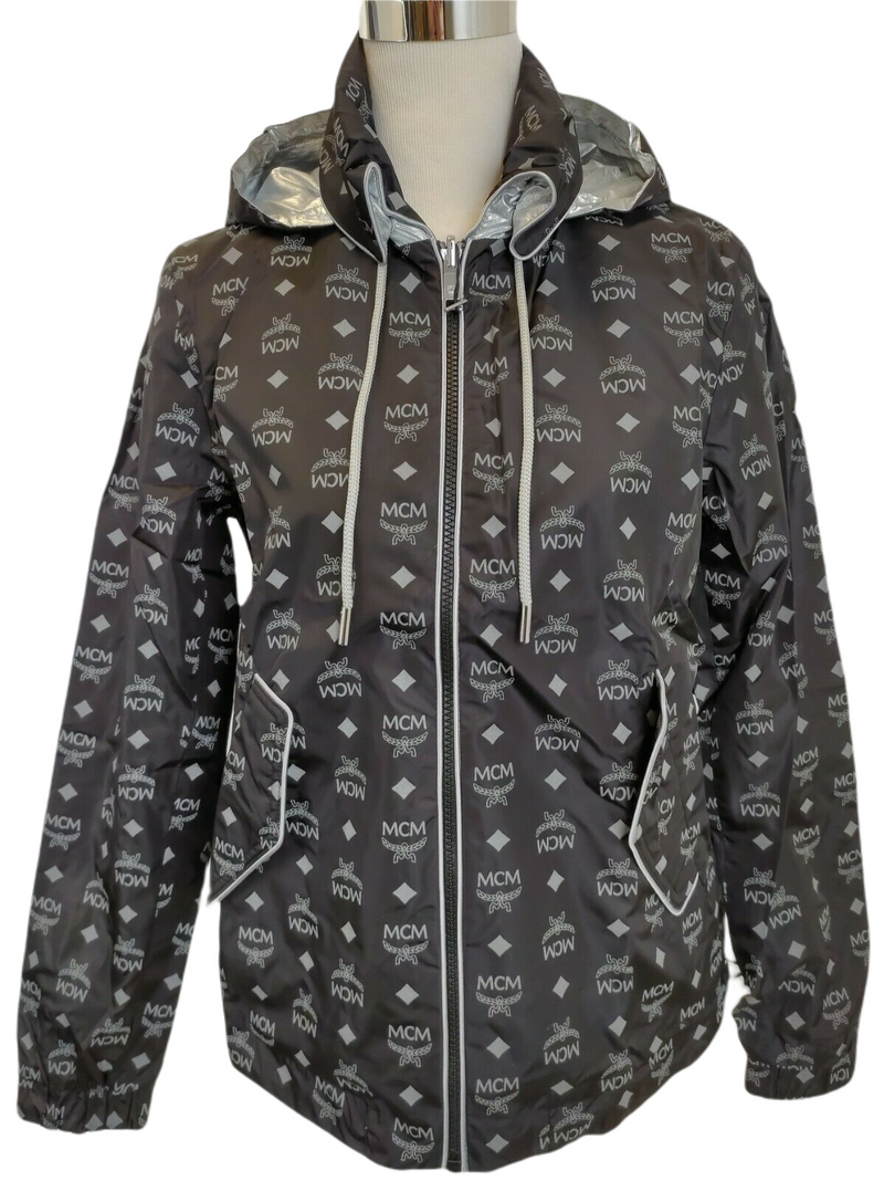 MCM Women's Black Reflective Monogram Windbreaker Jacket S