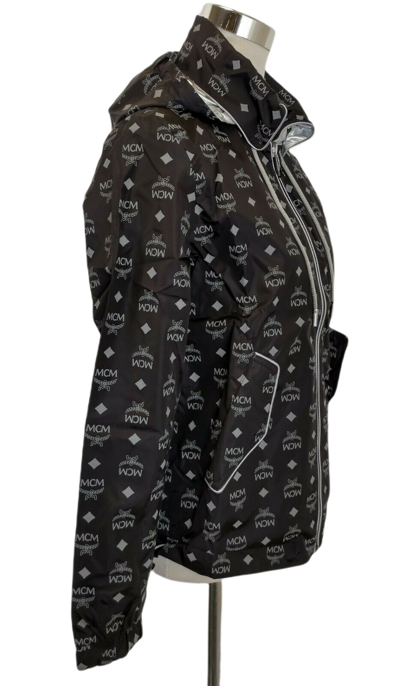 MCM Women's Black Reflective Monogram Windbreaker Jacket S MFJ9ARA02BK