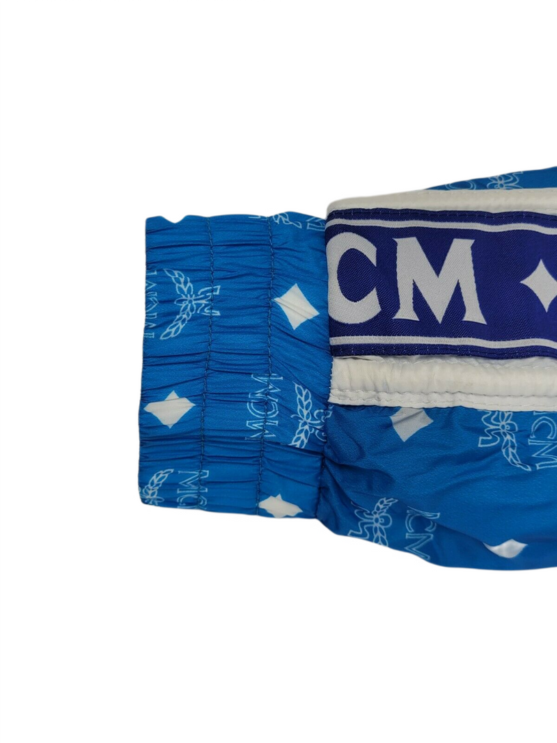 MCM Women's Blue Nylon Bomber Jacket w/White Logo Print IT 38
