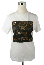 MCM Women's Black Cotton Short Sleeve Plaque Logo Print T-Shirt S