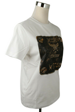 MCM Women's Black Cotton Short Sleeve Plaque Logo Print T-Shirt S