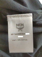 MCM Women's Black Cotton T-shirt with Pink Logo on Bottom (Regular; M)