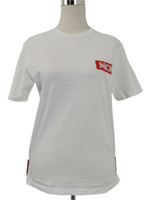 MCM Women's White Cotton T Shirt with Orange Rubber Logo