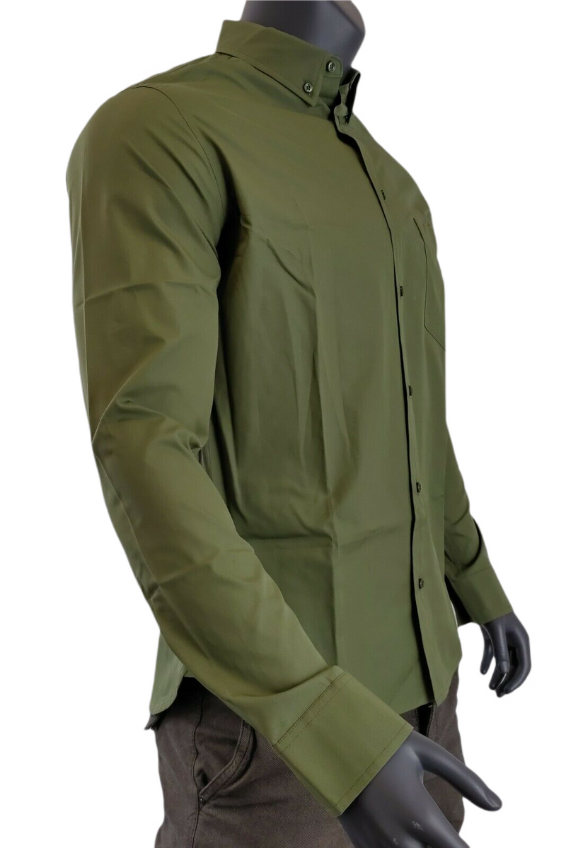 MCM Men's Winter Moss Green Cotton Button Down Dress