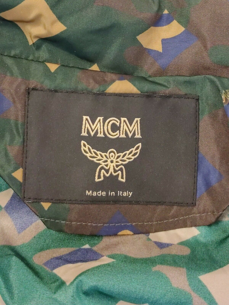 MCM Men's Jungle Green Camo Lion Nylon Stripes and Hood Jacket (Regular; M)