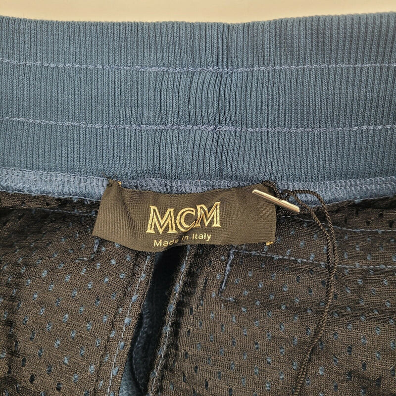 MCM Men's Deep Blue Sea Cotton Monogram and Stripe Sweat Pants MHP9AMM85VS