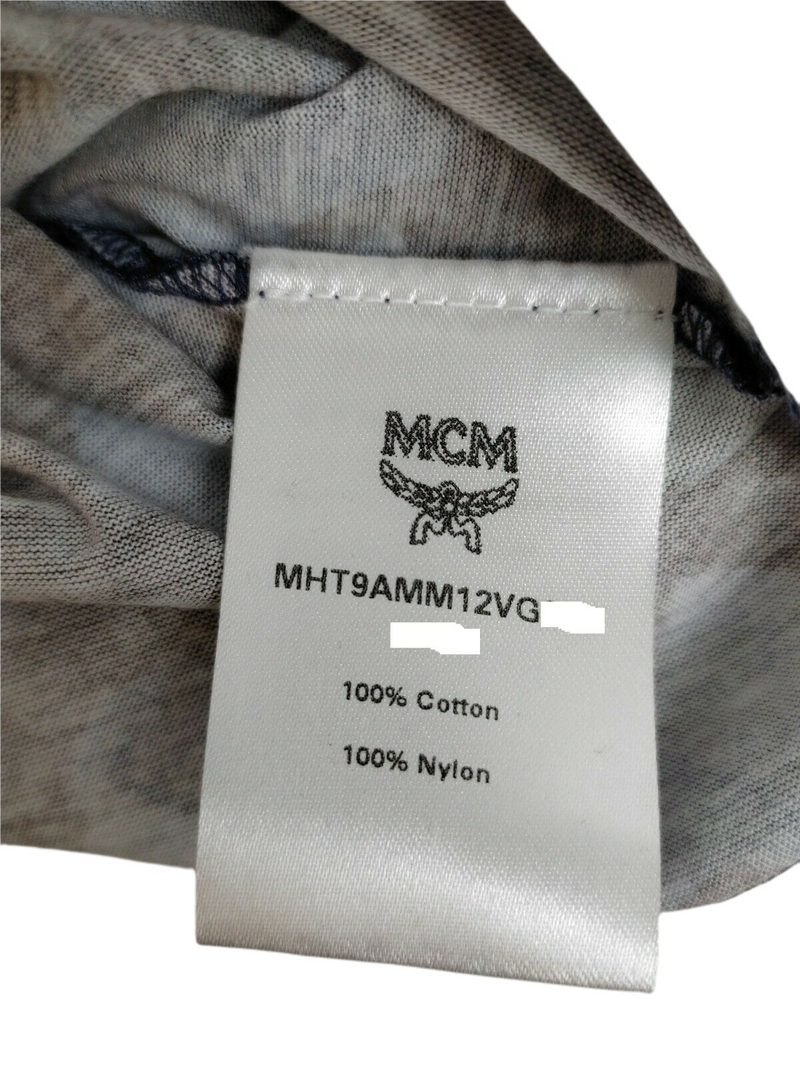 MCM Mens Blue/Gray Cotton Orange Nylon Stripe Camo Lion T-shirt MHT9AMM12VG (Regular; M)