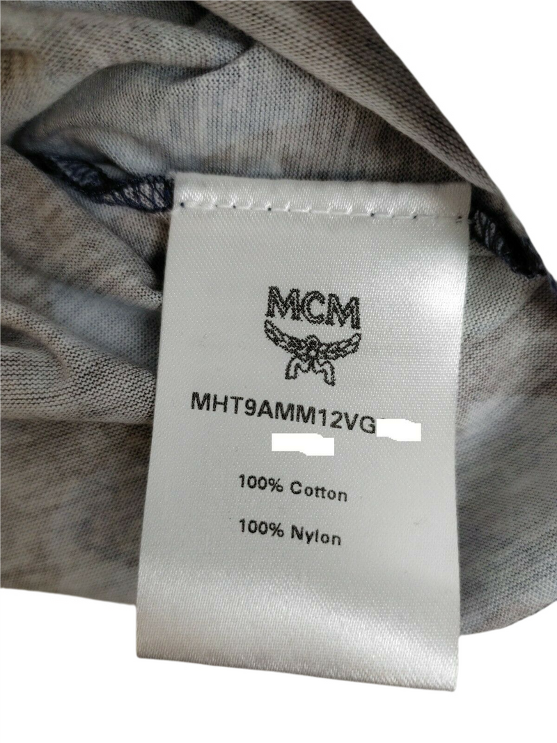 MCM Mens Blue/Gray Cotton Orange Nylon Stripe Camo Lion T-shirt (Regular; L)