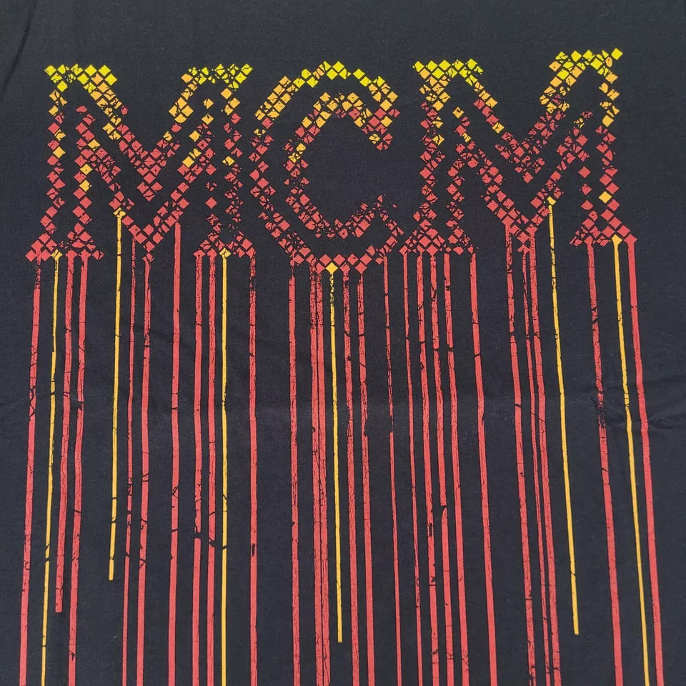 MCM Men's Resnick Black Cotton Printed Fringe Logo T-shirt (Small)