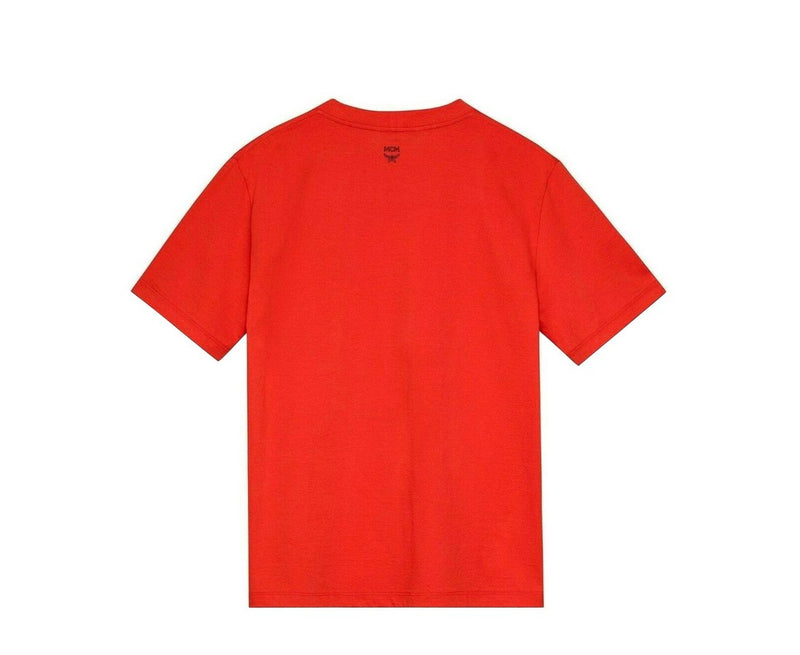 MCM Men's Orange Munich Lion Logo Cotton Short Sleeve T-Shirt