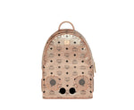 MCM Men's Wizpak Champagne Gold Visetos Studded Speaker Small Backpack