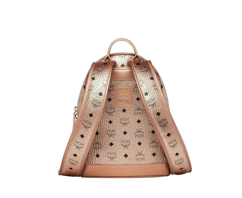 MCM Men's Wizpak Champagne Gold Visetos Studded Speaker Small Backpack