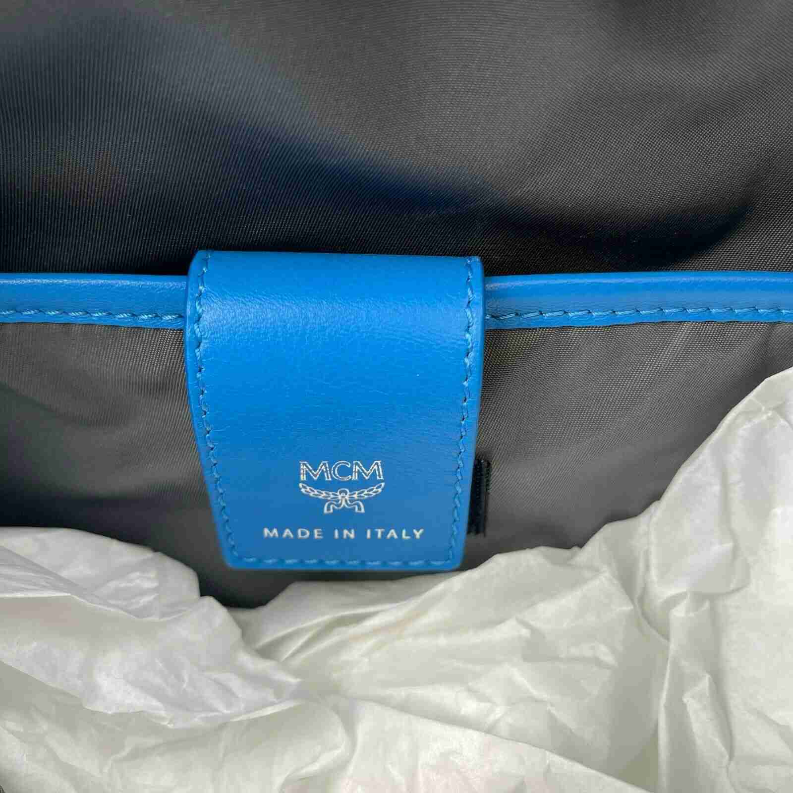 MCM Blue Nylon Luft Hoodie With Detachable Hood Backpack