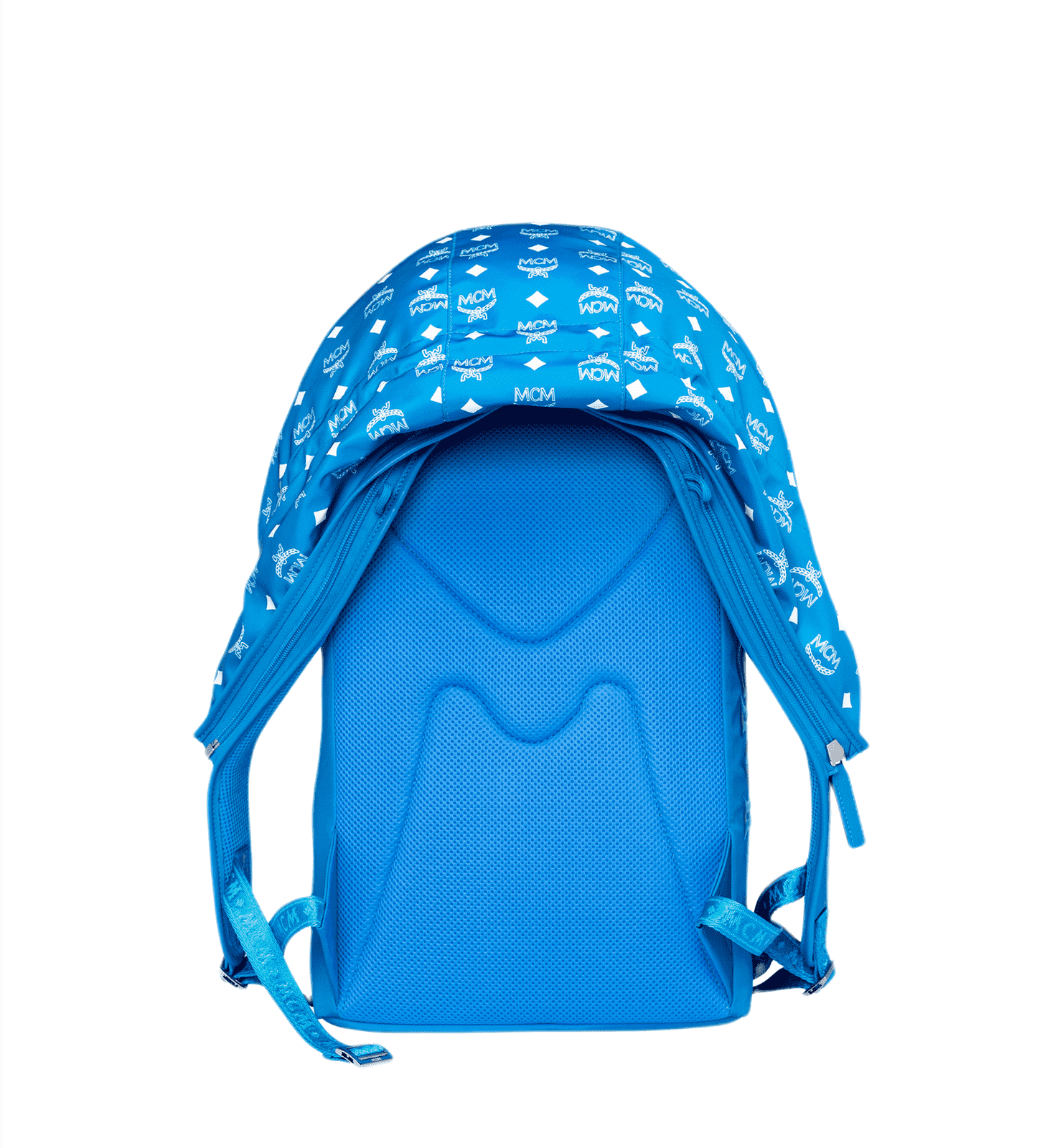 MCM Blue Nylon Luft Hoodie With Detachable Hood Backpack