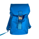 MCM Women's Blue Nylon Luft Hoodie Backpack With Detachable Hood