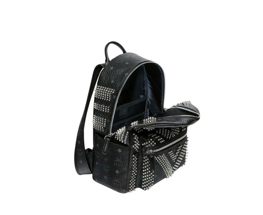 MCM Men's Black Crystal Studs Graded M Visetos Stark Backpack