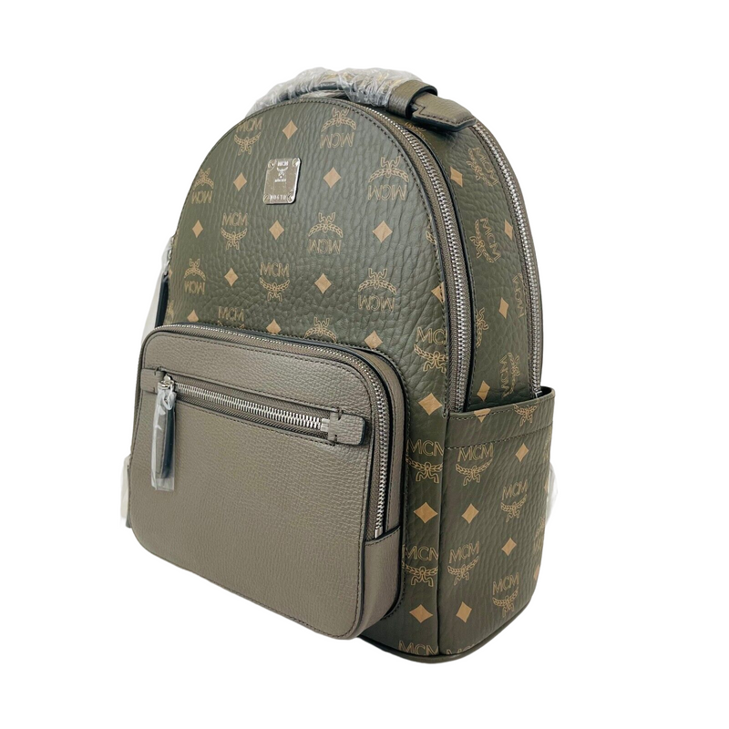 MCM Men Green Sea Turtle Visetos Coated Canvas Small Backpack