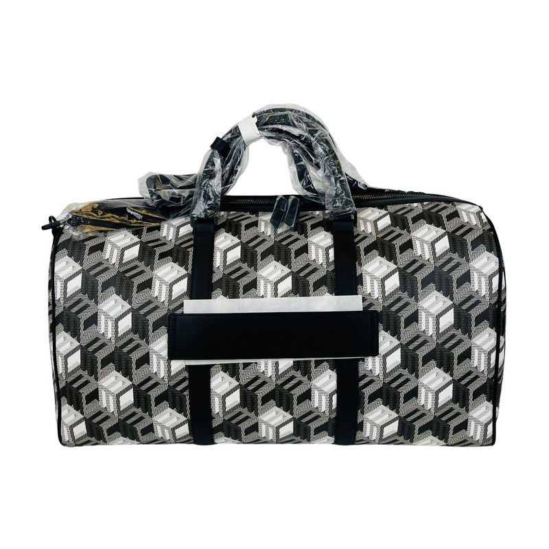 MCM Women's Black/White Cubic Monogram Canvas Weekender Duffel Bag