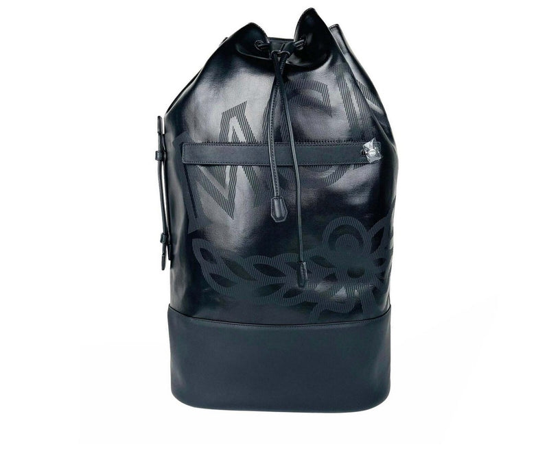 MCM Men's Black Tivitat Coated Canvas Large Drawstring Sling Backpack