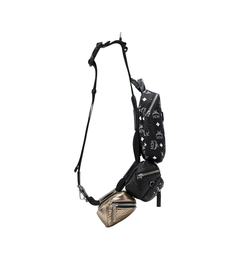 MCM Black Nylon Visetos Leather Trey 4-in-1 Sling Belt Bag