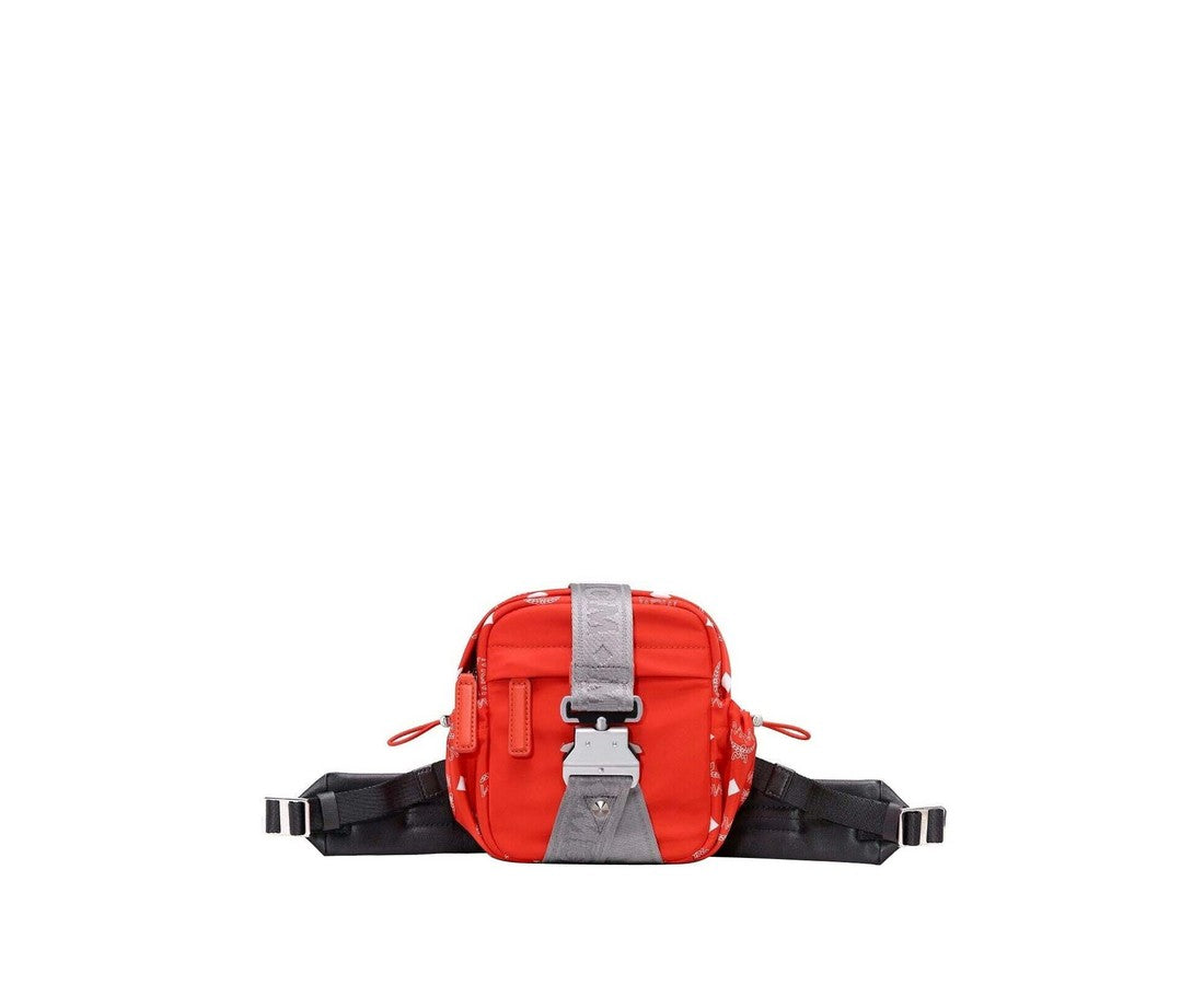 MCM Men's Orange Flame Nylon Jemison Crossbody 2 in 1 Bag