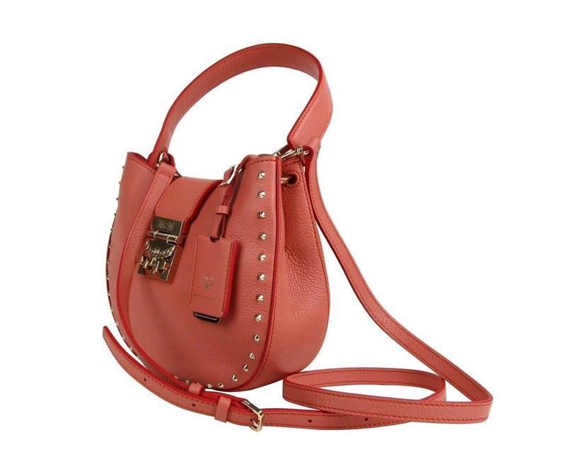 MCM Women's Trisha Cocoa Pink Leather Studded Small Crossbody Bag MWH8APA48PW001