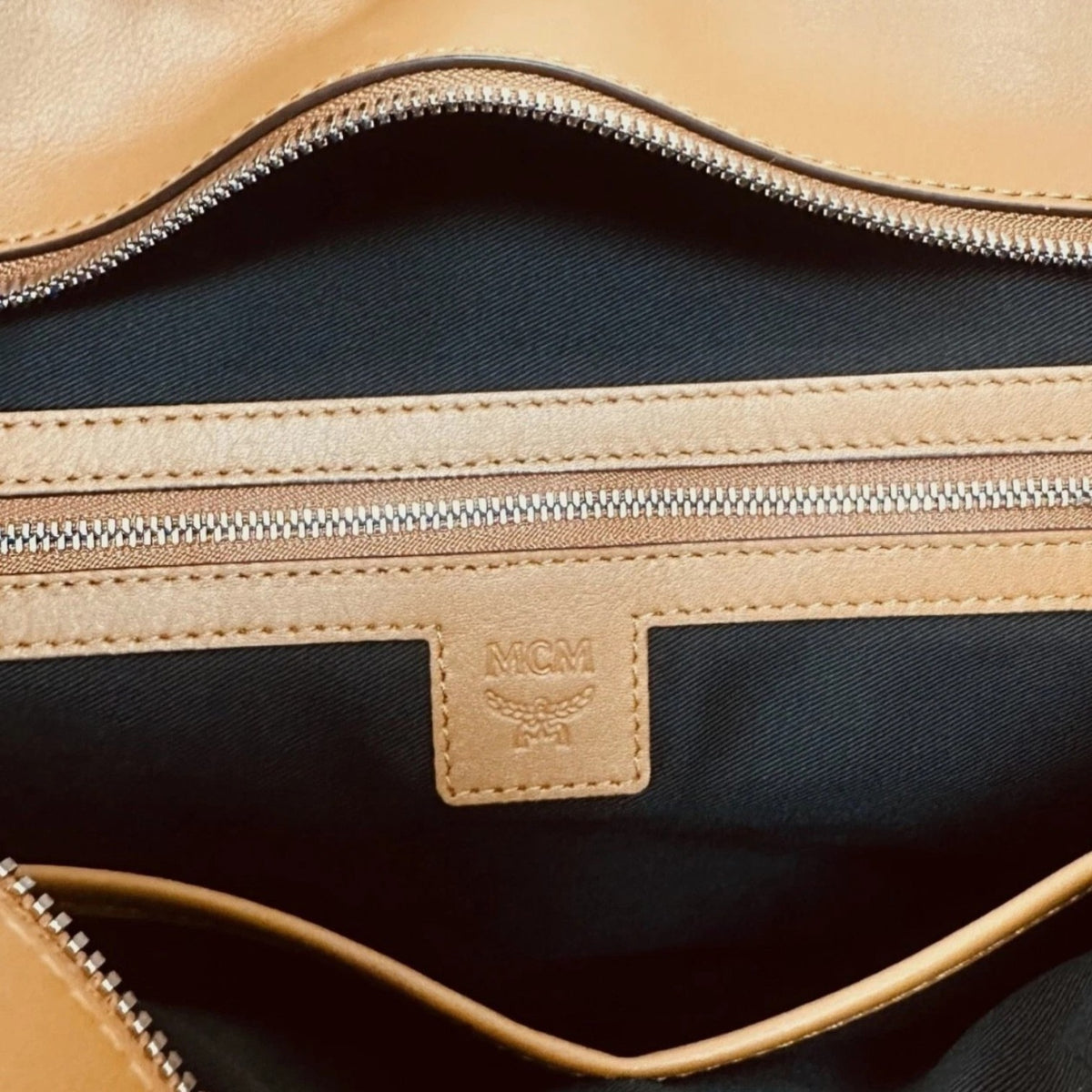 MCM Women's Monogram Visetos Black Medium Shopper Tote Bag With Charm