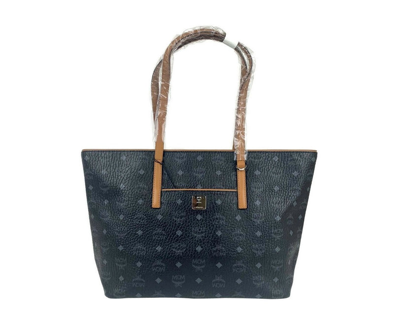 MCM Women's Black Monogram Visetos Medium Shopper Tote Bag