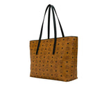 MCM Women's Cognac Brown Monogram Visetos Medium Shopper Tote Bag MWPASVI07CO001