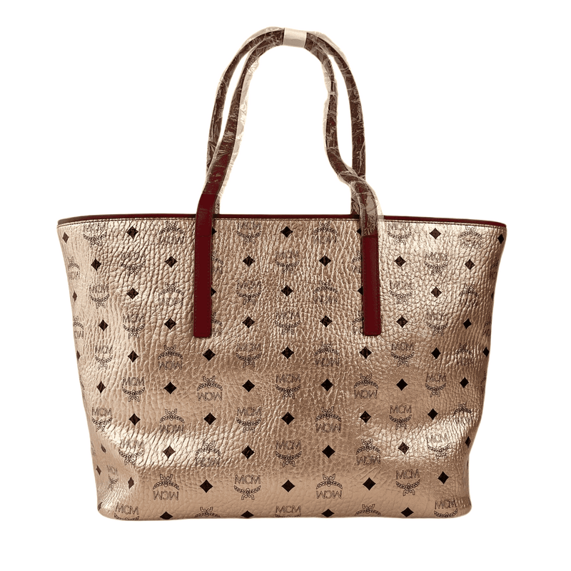 MCM Chamoagne Women s Gold Monogram Visetos Tote Bag