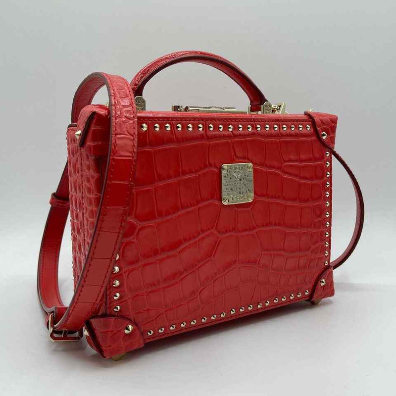 MCM Women's Berlin Red Crocodile Embossed Leather Crossbody Bag