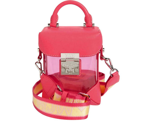 MCM Women's Teaberry Pink Berlin Mini Transparent Crossbody Bag MWRASBF04QE001