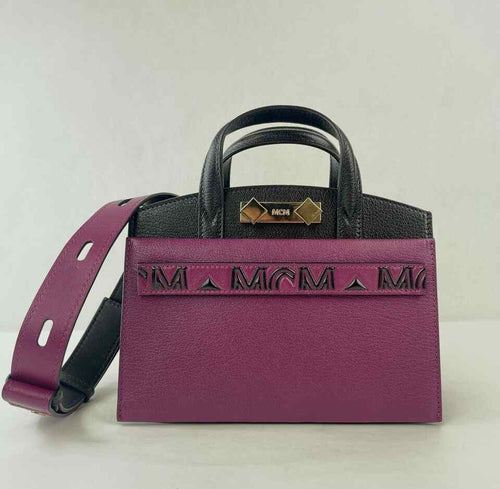 MCM Women's Milano Dark Purple/Black Leather Mini Crossbody Bag