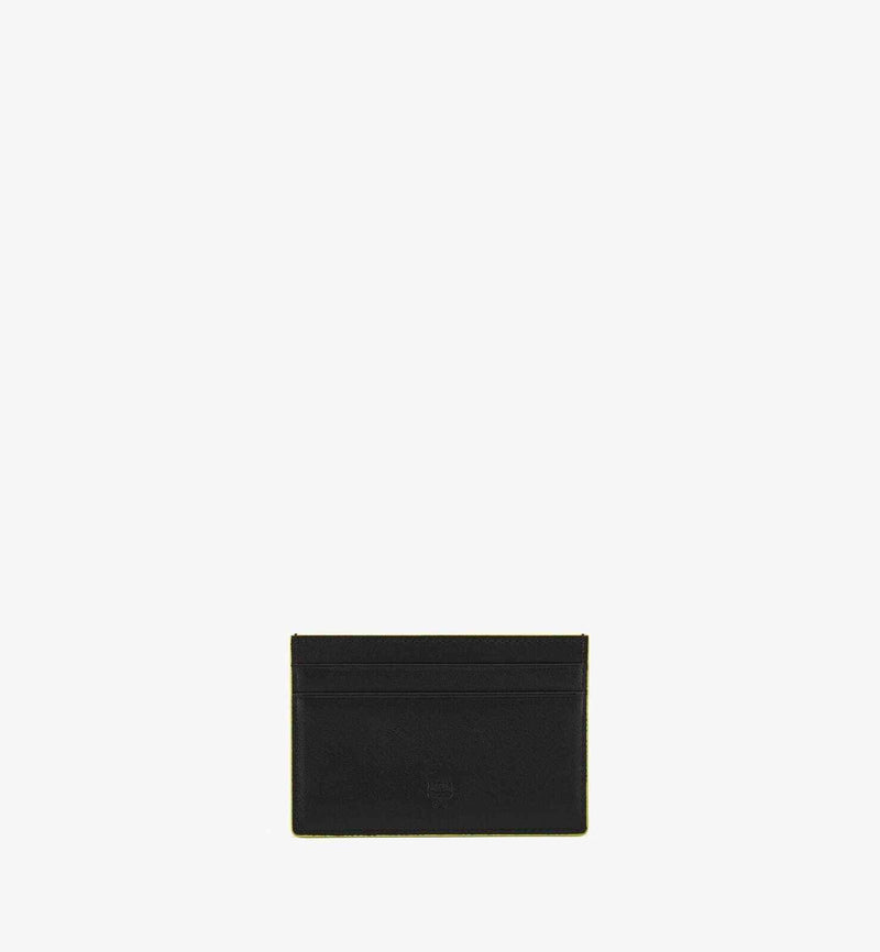 MCM Black Unisex in Cubic Monogram Yellow Emblem Logo Card Case Wallet