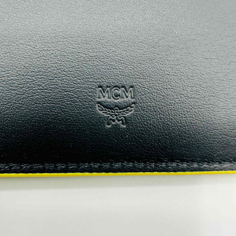 MCM Black Unisex in Cubic Monogram Yellow Emblem Logo Card Case Wallet