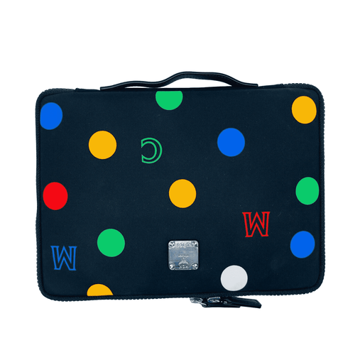 MCM Black Fabric Color Dotted Small iPad Case