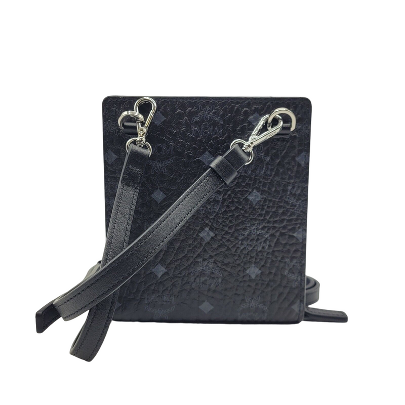MCM Women's Black/Grey Visetos Zipped Wallet Multifunction Lanyard