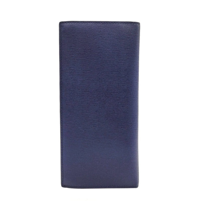 MCM Women's Blue Leather Large Zipper Pocket Flap Wallet w/Plaque