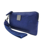 MCM Women's Estate Blue Leather Lion Camo Zipped Wrist Pouch Wallet MXL9AES12VE001