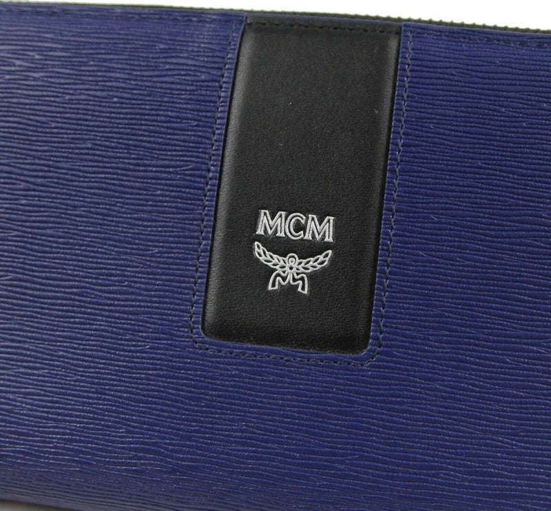 MCM Men's Navy Leather With Logo Large Zipped Wallet MXL9SCE96VY001